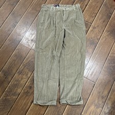 Chaps Ralph Lauren Corduroy Pants Mens 36×30 Pleated Tan Vintage Inseam 29