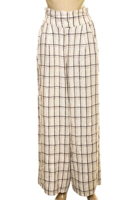 Posse Plaid Pant XS 0 Women's Casual High-Rise Wide Leg Trouser Pants NEW 41131