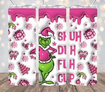 3D SHUH DUH FUH CUP THE GRINCH CHRISTMAS 20oz STAINLESS STEEL TUMBLER +LID/STRAW
