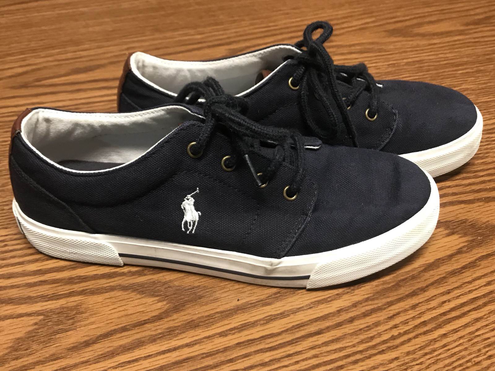 Scarpa da barca sportiva Ralph Lauren Polo Hugo II blu navy bianca pony giovani bambini 5