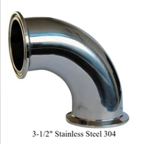 3-1/2" Stainless Steel 304 Tri Clamp OD 106mm 90° Elbow Pipe Fitting NEW