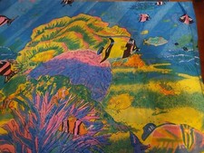 Sarong Wrap Swimming Cover-up Blue Sheer Tropical Coral Underwater Scene 44x70