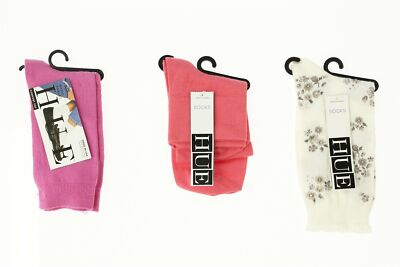 lot of 3 HUE sock honeysuckle, rose, tint floral dot 140577