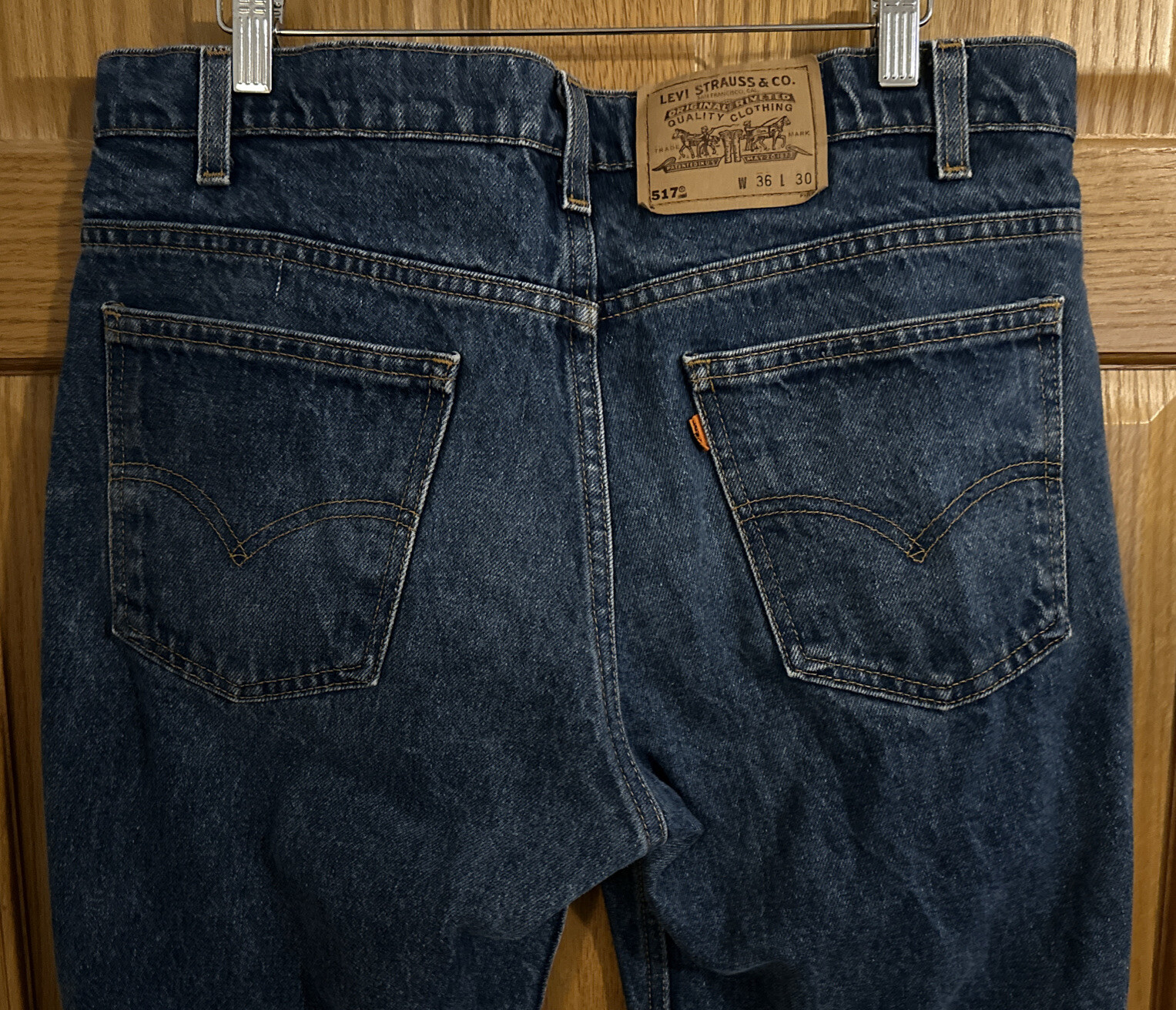 Vintage Levis 517 Mens Size 36x30 Orange Tab Boot Cut Blue Jeans Made