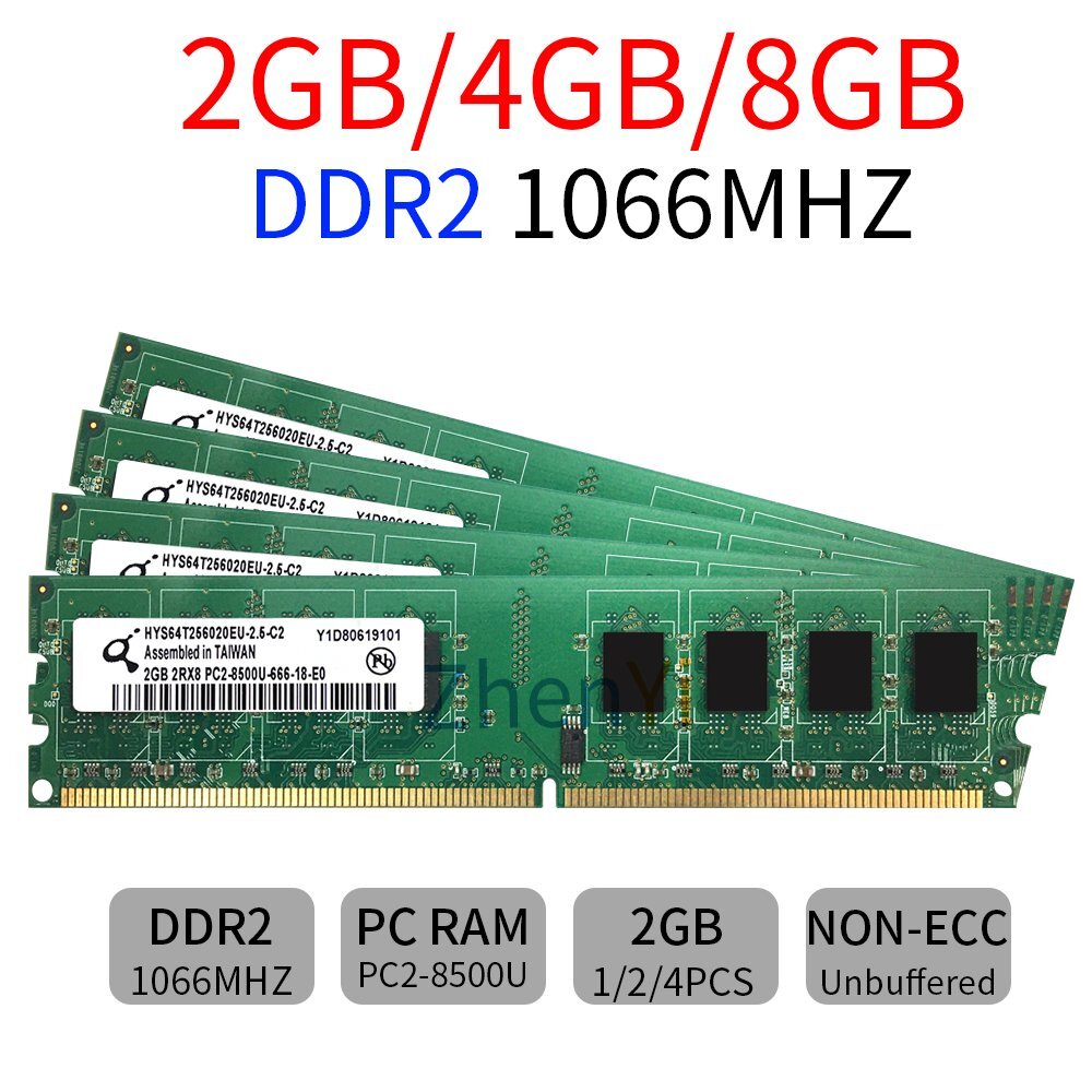 8GB 4GB 2GB DDR2 1066MHz PC2-8500U DIMM RAM OC Desktop Gaming Memory  Qimonda LOT