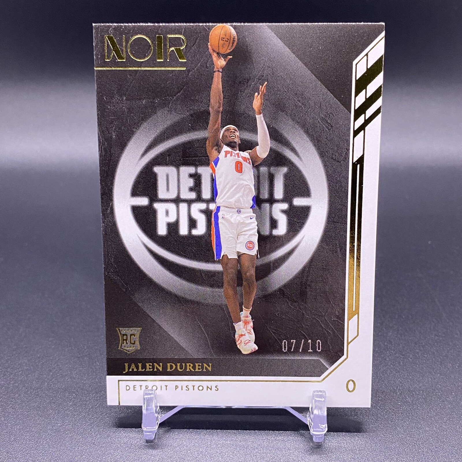 7 of 10! 🚨2022-23 Panini Noir Jalen Duren RC Detroit Pistons Gold Rookie #157