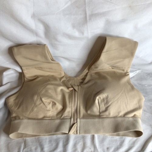 Tommie Copper Large Beige Shoulder Support Bra Zipper Womens Top Active Workout