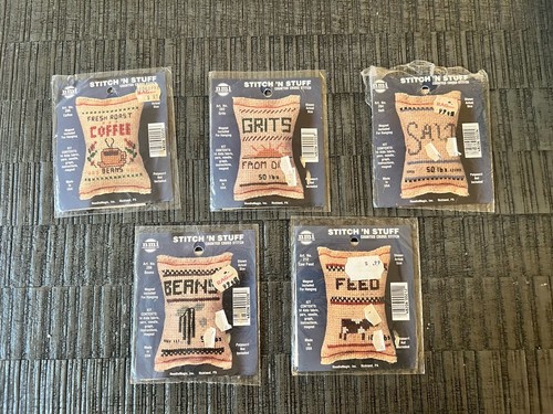 Lot of 5 NMI Stitch 'N Stuff Cross Stitch Kits Potpourri Burlap Sacks NIP