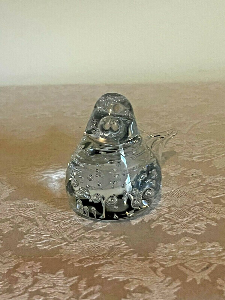 Clear Art Glass Bird Paperweight Song Bird Figure Bullicante Controlled