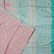 Vintage Pink Sarees 100 Pure Silk Floral Printed Sari 5YD Soft Craft Fabric