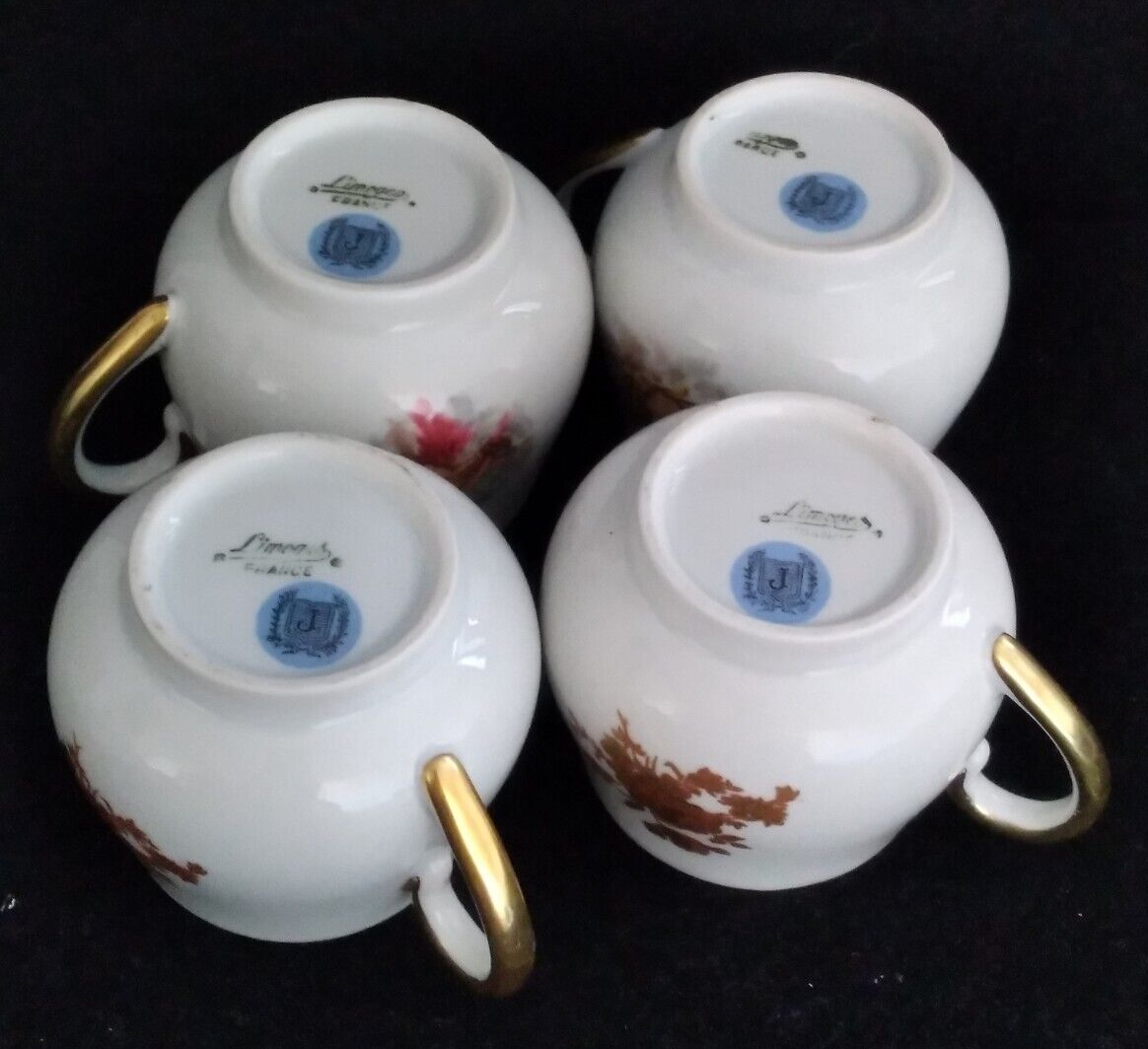 Set of 4 Limoges France Shabby Cherub Putti Cupid Decor Pots De Creme