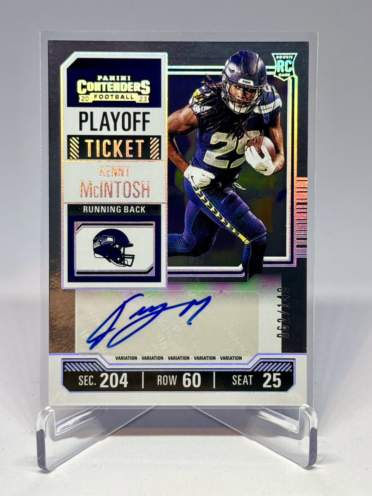 Kenny McIntosh 2023 Panini Contenders Variation Playoff Ticket Auto /149 Rookie