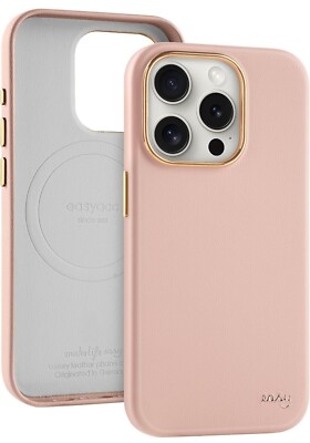 iPhone 15 Pro Max Hülle, Eco Leder, MagSafe kompatibel, Schmutz-/Kratzfest P