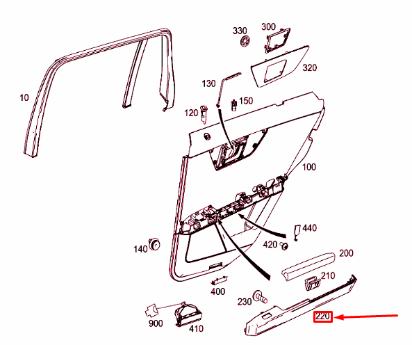 MERCEDES-BENZ GLK X204 Rear Right Door Moulding A2047303222