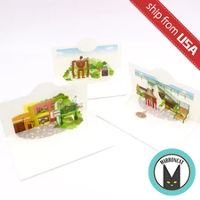 Japan Studio Ghibli Museum Mitaka Limited 3pcs Mini Pop up Card Exterior RARE