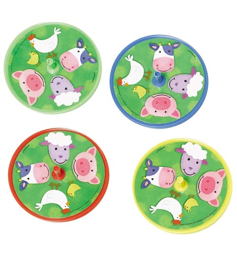 Barnyard Fun Farm Animals Cute Kids Birthday Party Favor Toy Plastic Spin Tops - 第 1/1 張圖片