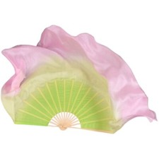 Classical Light Green Yellow Pink Dance Real Silk Bamboo Handle Hand Fan 10-50cm