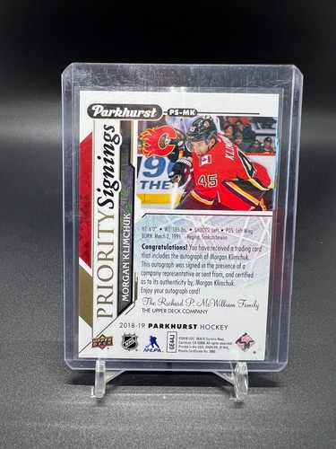 2018-19 Parkhurst Priority Signings #PSMK Morgan Klimchuk /75 Rookie Autographs - Picture 2 of 2