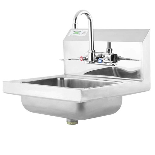 Rubinetto a paletta da polso in acciaio inox commerciale lavandino a mano 17" x 15"  - Foto 3 di 10
