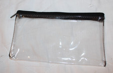 Clear Exam Pencil Case See Through Transparent Zip 21.2cm x 11cm Travel.