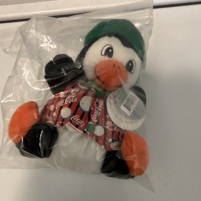Coca-Cola Penguin Plush with Green Hat & Red Shirt Soda Theme