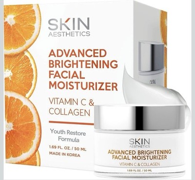 Skin Aesthetics Advanced Brightening Facial Moisturizer Vitamin C & Collagen New