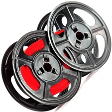 Olivetti Typewriter Twin Metal Spools with New Black and Red Ribbon