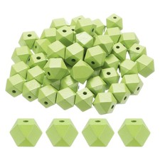 50pcs 20mm Light Green Geometric Wood Beads 4mm Large Hole for Jewelry Making