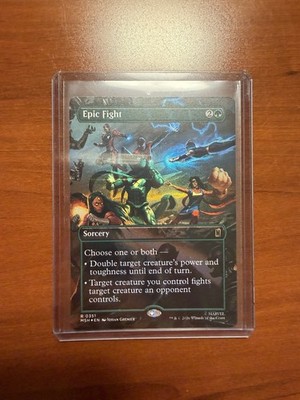 NM Borderless Foil Epic Fight, MTG, Super Heroes, Magic the Gathering, 166
