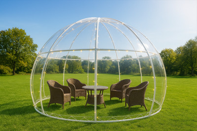 12FT Garden Dome Tent With Metal Frame, Geodesic Dome, Bubble Tent, Garden Igloo
