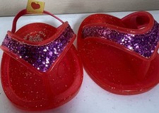 Build-A-Bear Workshop Red Glitter Flip Flops Sandals Shoes for Stuffed Animals