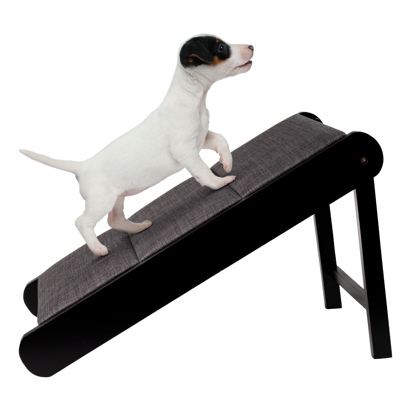 Pet Ramp Foldable Wooden Dog Ramp Dog Accessories for Small Dogs, Black/Gray