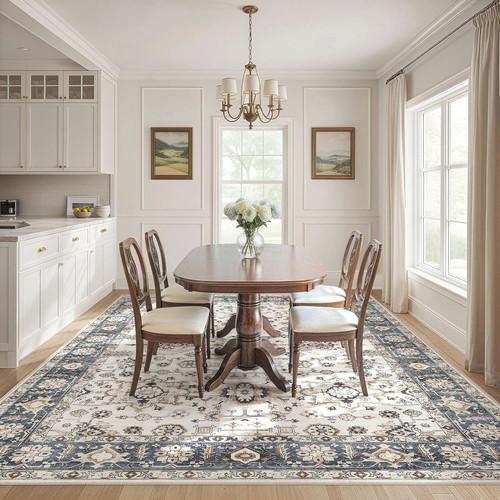 Area Rugs for Living Room: 5X7 Washable Rug Vintage Pattern Large Non-Slip Stain - Picture 4 of 8
