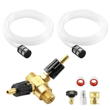 Downstream Injector for Pressure Washer, Adjustable Dual Barb Chemical Inject...