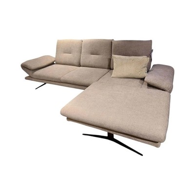 Global Ecksofa Lucero Stoff Bernando Oliv Grau Metallkufe Schwarz