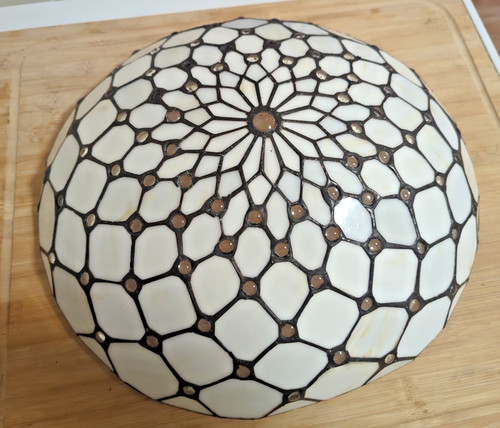 Tiffany Style Ceiling Light Fixture Jeweled 16.5" Stained Glass White
