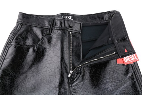 DIESEL P-Arcy Women Trousers W27 Black Coated Slim Fit Shiny Effect Zip RRP€225 - Picture 5 of 13