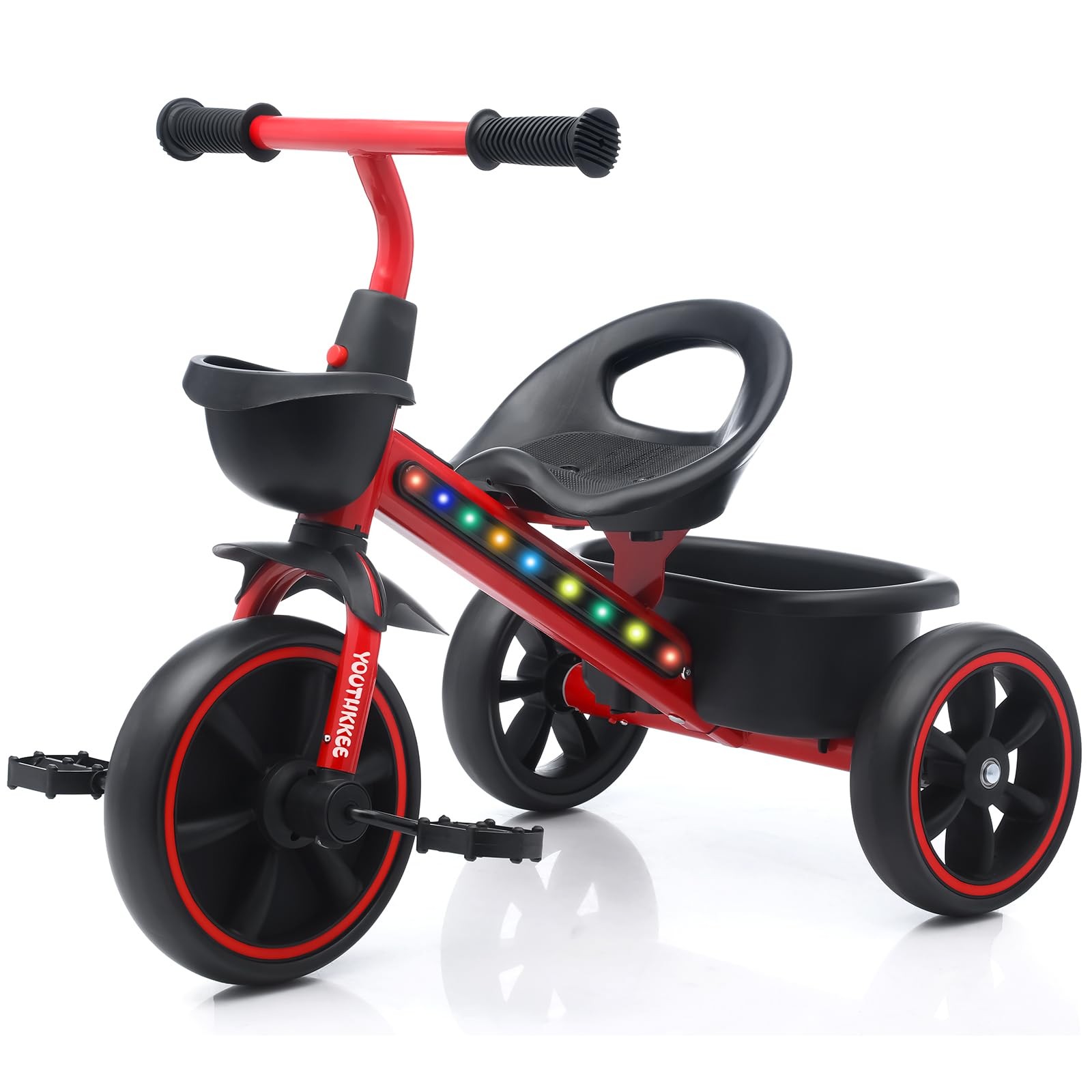 Tricycle with Colorful Lights for Toddlers 1-3 Years, Stable 3-Wheel Design &...