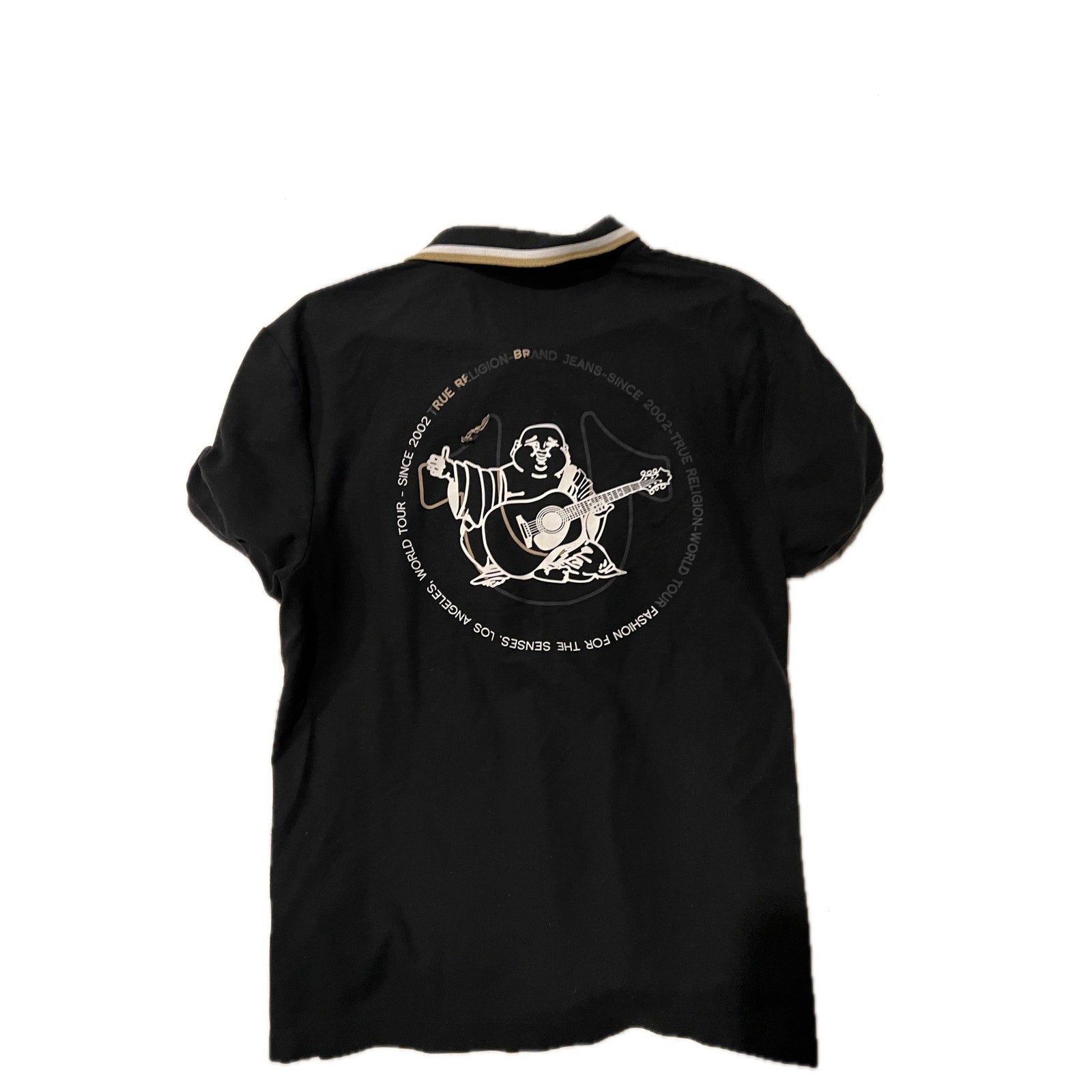 True Religion Polo Golf Shirt Black Mens Large thumbnail 2