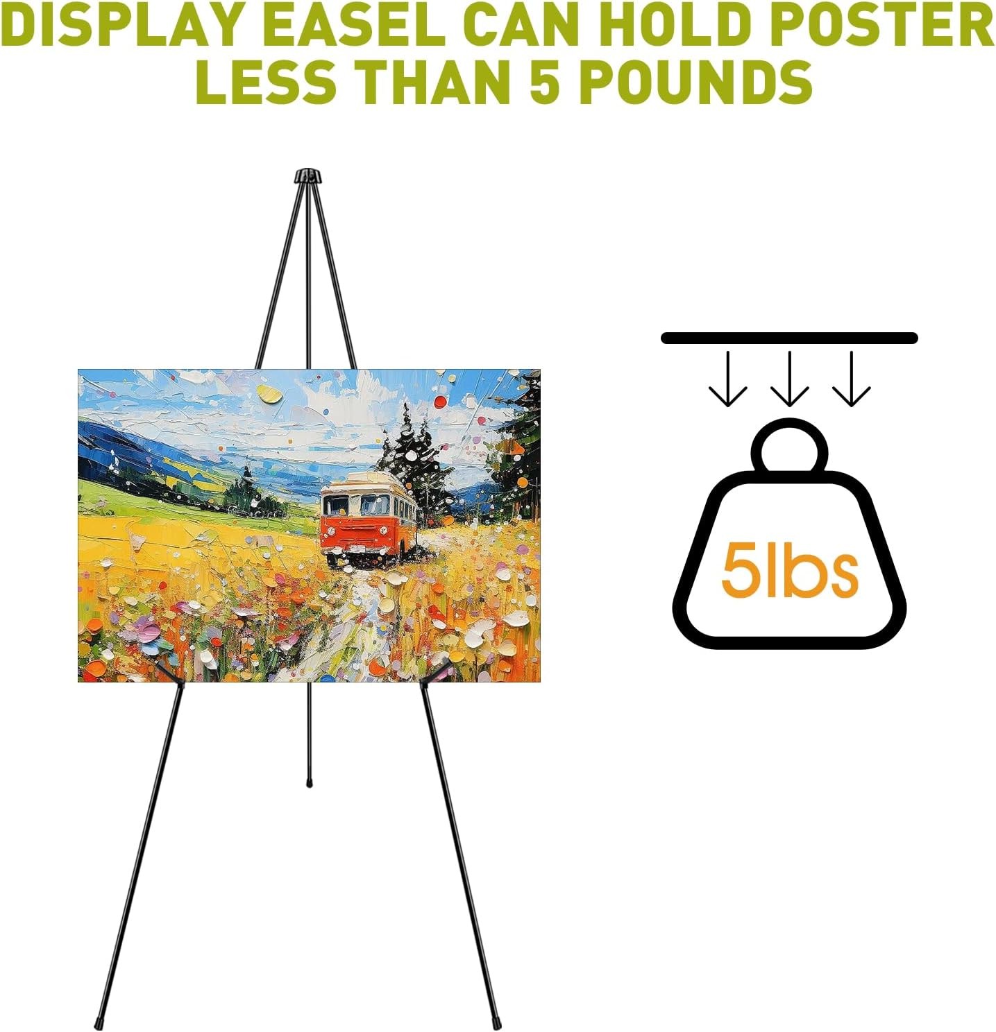 AROIC 63" Easel Stand for Display, 3 Pack Portable Foldable Metal black 