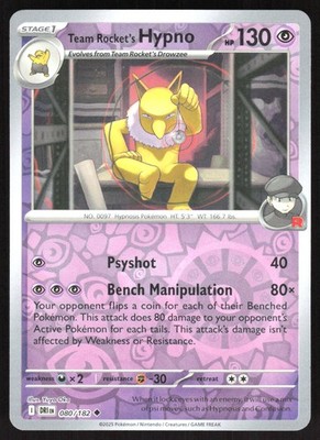 Team Rocket's Hypno 080/182 Reverse Holofoil SV10: Destined Rivals LP-NM