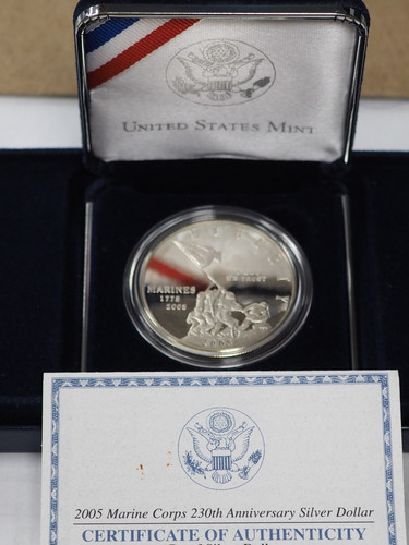 2005 Marine Corps 230th Anniversary Proof Silver Dollar - OGP - FREE SHIPPING!