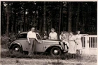 Genuine Photo Car DKW, People in the Forest in Front of Driveway 1950s