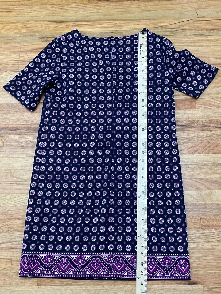Banana Republic Women's Dress Shift Mini Party Cocktail Stretch 4 Purple Floral - Image 3 of 4