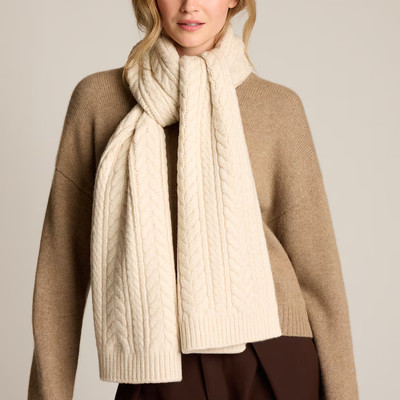 Love & Lore Cable Knit Scarf, Ivory