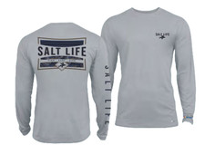 Salt Life L Youth Gray Fish Camo UV30 LS Shirt Live Salty Dive Saltlife NWT