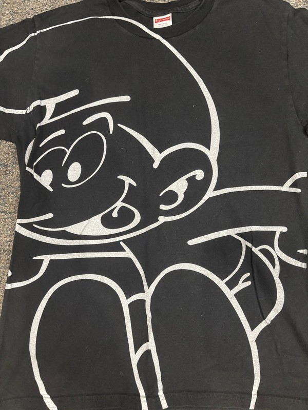 Supreme x Smurfs AOP Tee Black T Shirt FW20 Adult Size M Medium Bleach LOOK