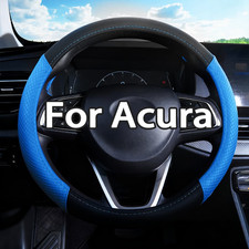 15" Steering Wheel Cover Genuine Nappa Leather for Acura Black and Blue