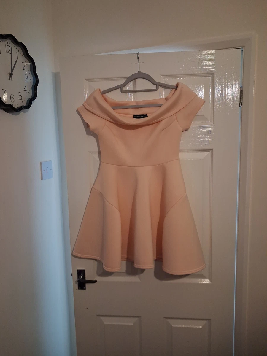 nude bonded scuba bardot skater dress The perfect pink dress  Our tulip sleeve mini dresses are the perfect for  any occasion!  Blue & yellow also available! Shop now  https://blushclothing.co.uk/search?q=Tulip&options%5Bprefix%5D=last  #minidress #occasionwear #newin #pinkdress