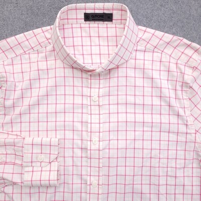 G Fore Shirt Mens XL Pink White Check Performance Golf Skull Crossbone Button Up